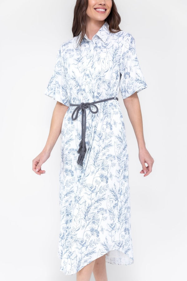 NATALIE DRESS (WHITE/BLUE) - Dress - Yakira Bella