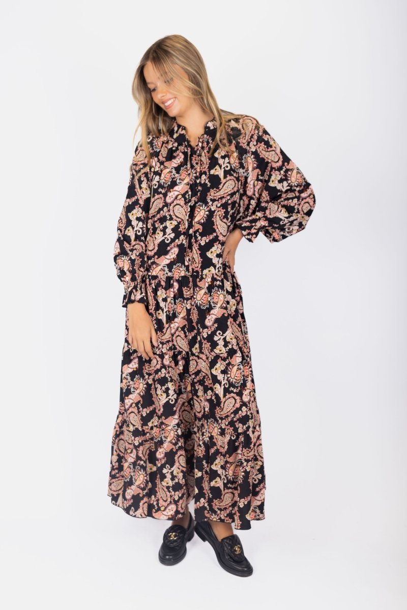 Naya Dress (Black/Pattern) 53&quot; - Dress - Yakira Bella