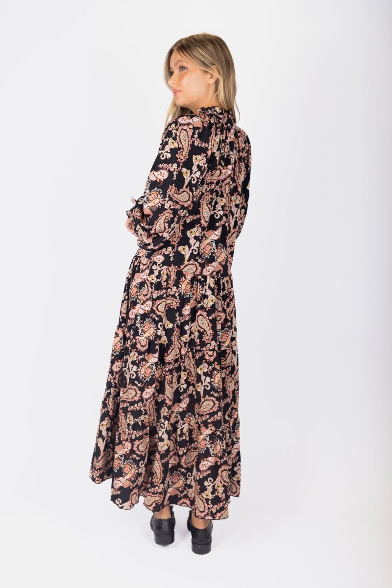 Naya Dress (Black/Pattern) 53&quot; - Dress - Yakira Bella