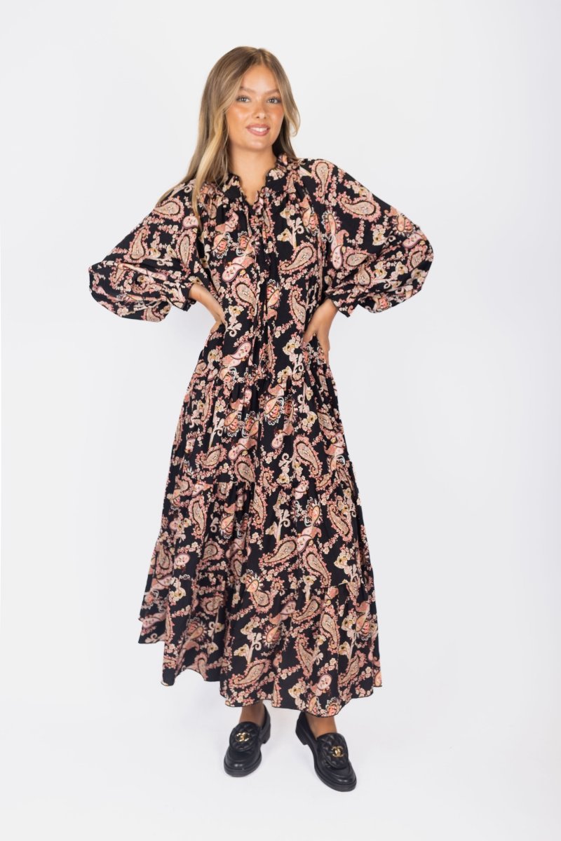 Naya Dress (Black/Pattern) 53&quot; - Dress - Yakira Bella