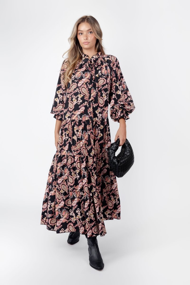 Naya Dress (Black/Pattern) 53&quot; - Dress - Yakira Bella