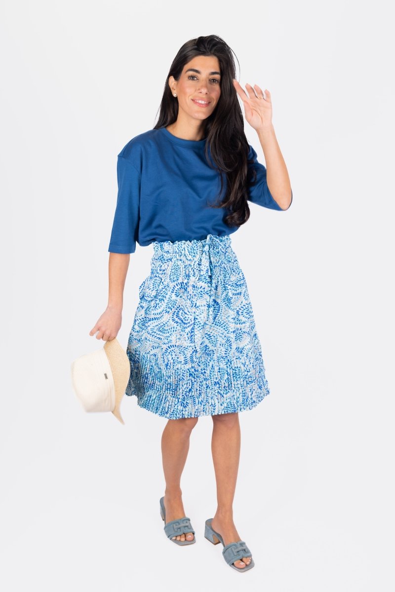 NINA SKIRT 23&quot; (BLUE PATTERN) - Skirt - Yakira Bella