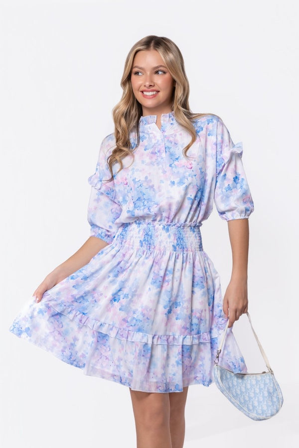 Olivia Dress 39" (Blue Flower) - Dress - Yakira Bella