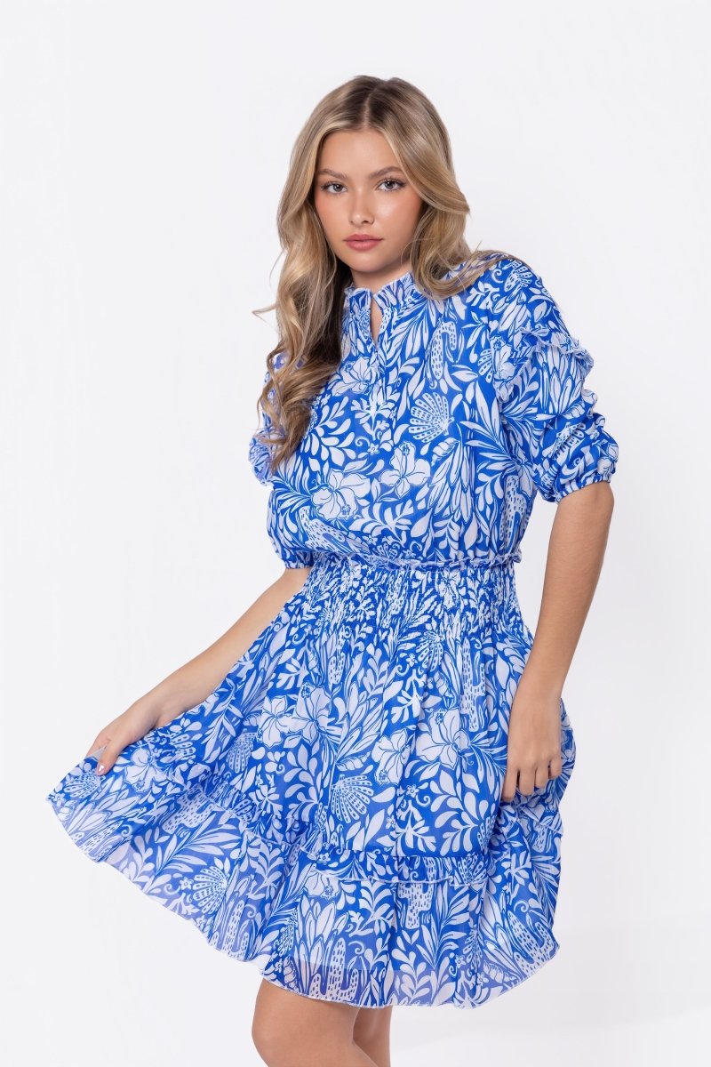 Olivia Dress 39" (Blue Pattern) - Dress - Yakira Bella
