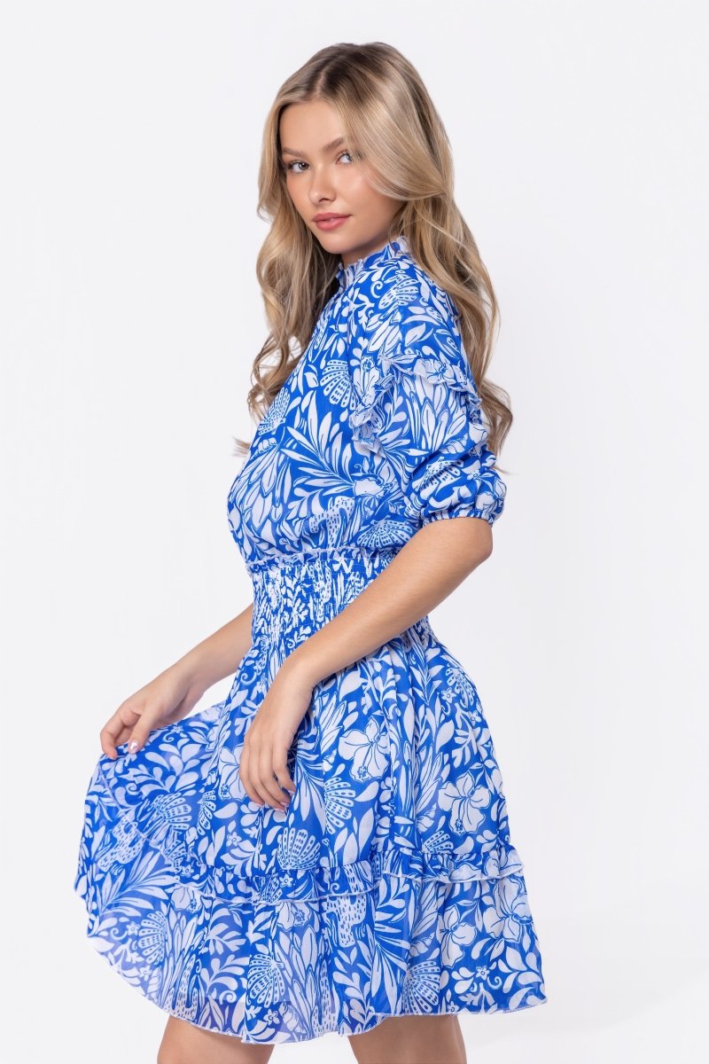 Olivia Dress 39" (Blue Pattern) - Dress - Yakira Bella