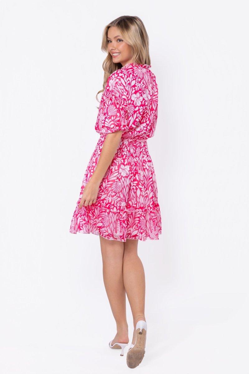 Olivia Dress 39" (Raspberry Pattern) - Dress - Yakira Bella