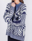 OVERSIZED CARDIGAN (BLUE PATTERN) - Top - Yakira Bella