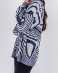 OVERSIZED CARDIGAN (BLUE PATTERN) - Top - Yakira Bella