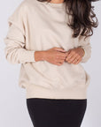 OVERSIZED CREWNECK SWEATSHIRT (BEIGE) - Top - Yakira Bella