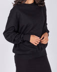 OVERSIZED CREWNECK SWEATSHIRT (BLACK) - Top - Yakira Bella