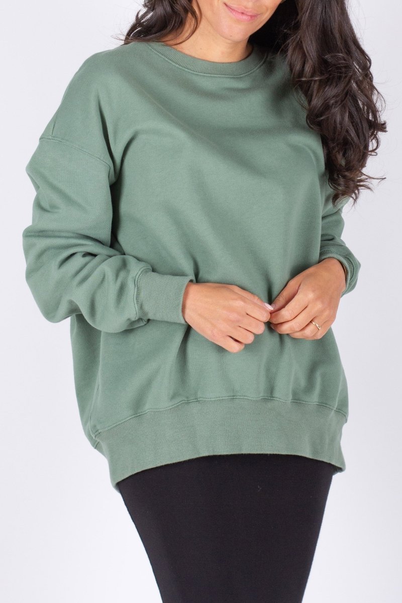 OVERSIZED CREWNECK SWEATSHIRT (GREEN) - Top - Yakira Bella