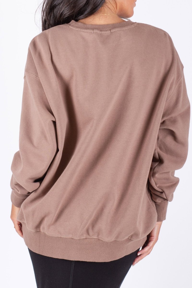 OVERSIZED CREWNECK SWEATSHIRT (MOCHA) - Top - Yakira Bella