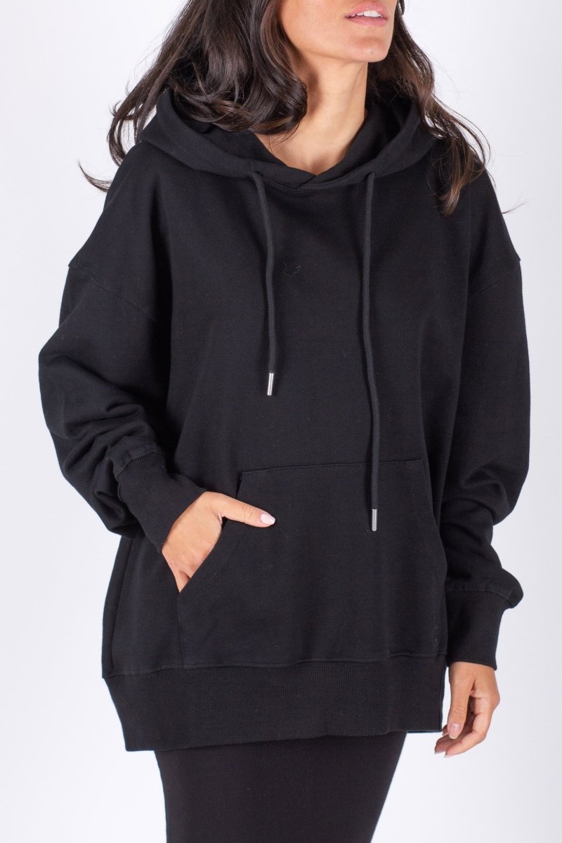 OVERSIZED SWEATSHIRT HOODIE (BLACK) - Top - Yakira Bella