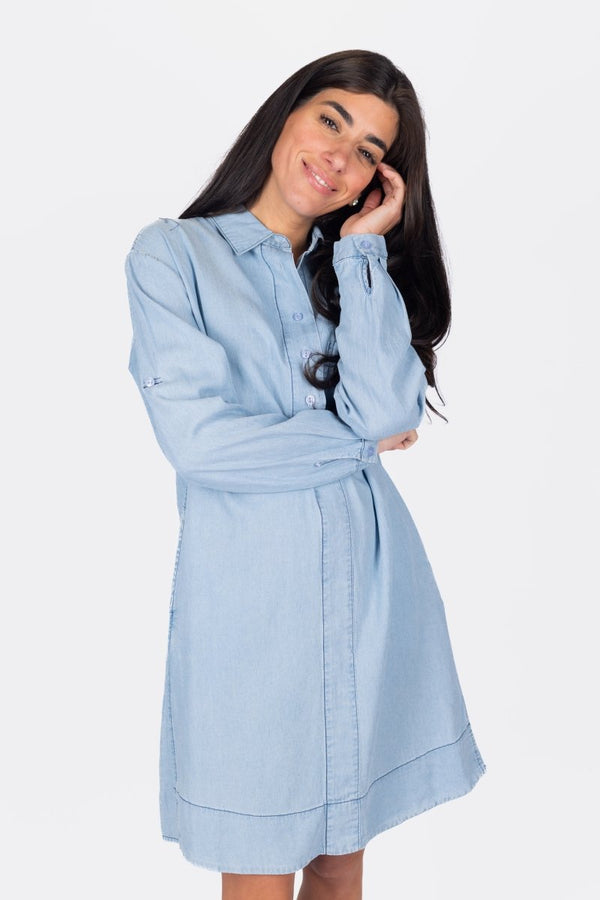 PARKER DRESS 37" (CHAMBRAY) - Dress - Yakira Bella