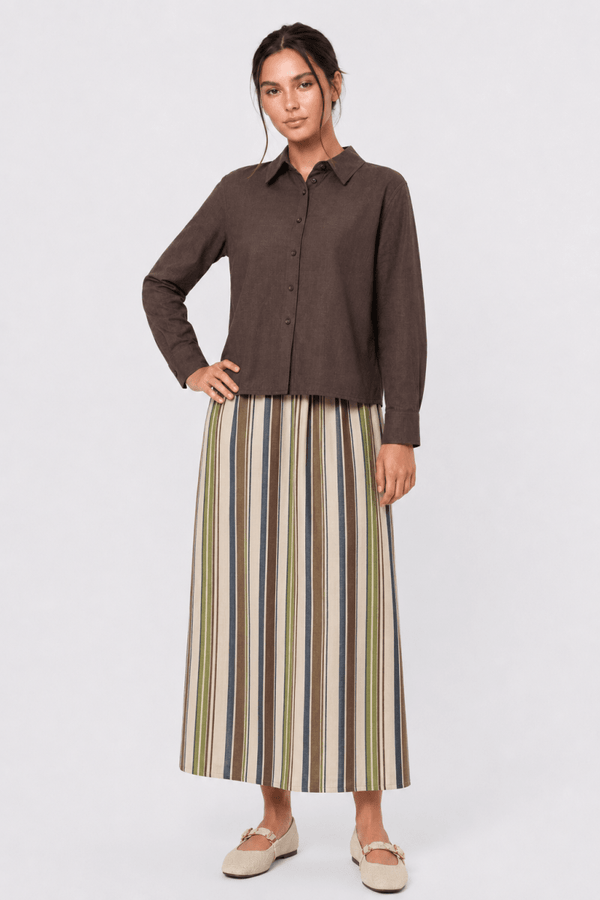 Parker Skirt (Brown/Navy) - Skirt - Yakira Bella