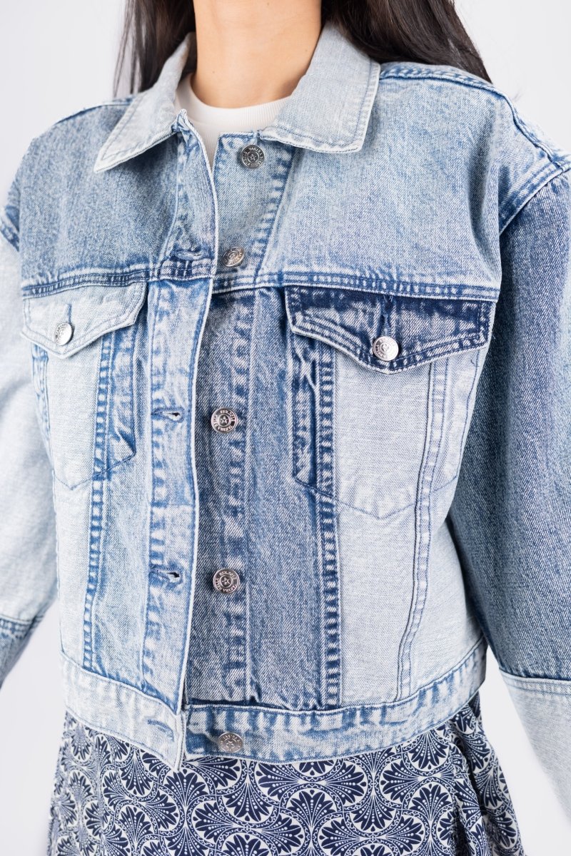 Patchwork Denim Jacket (Blue) – Yakira Bella