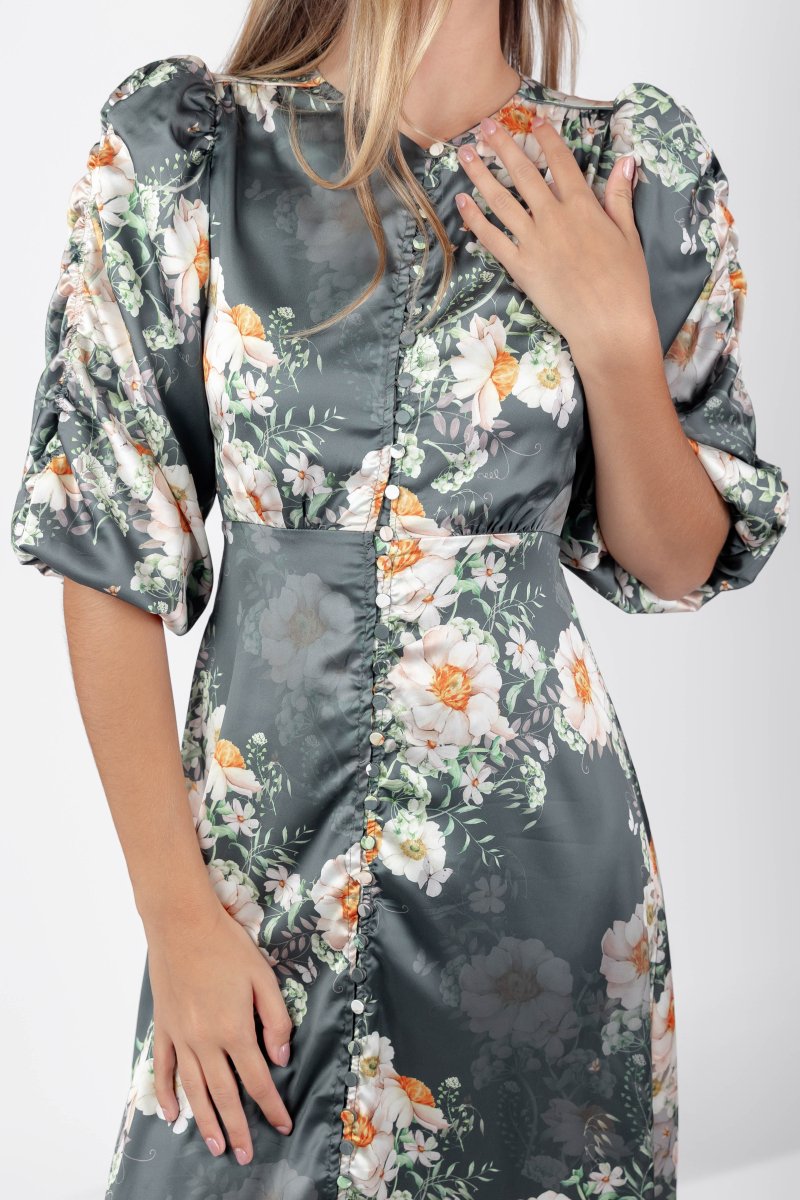 Patricia Dress (Green Pattern) - Dress - Yakira Bella