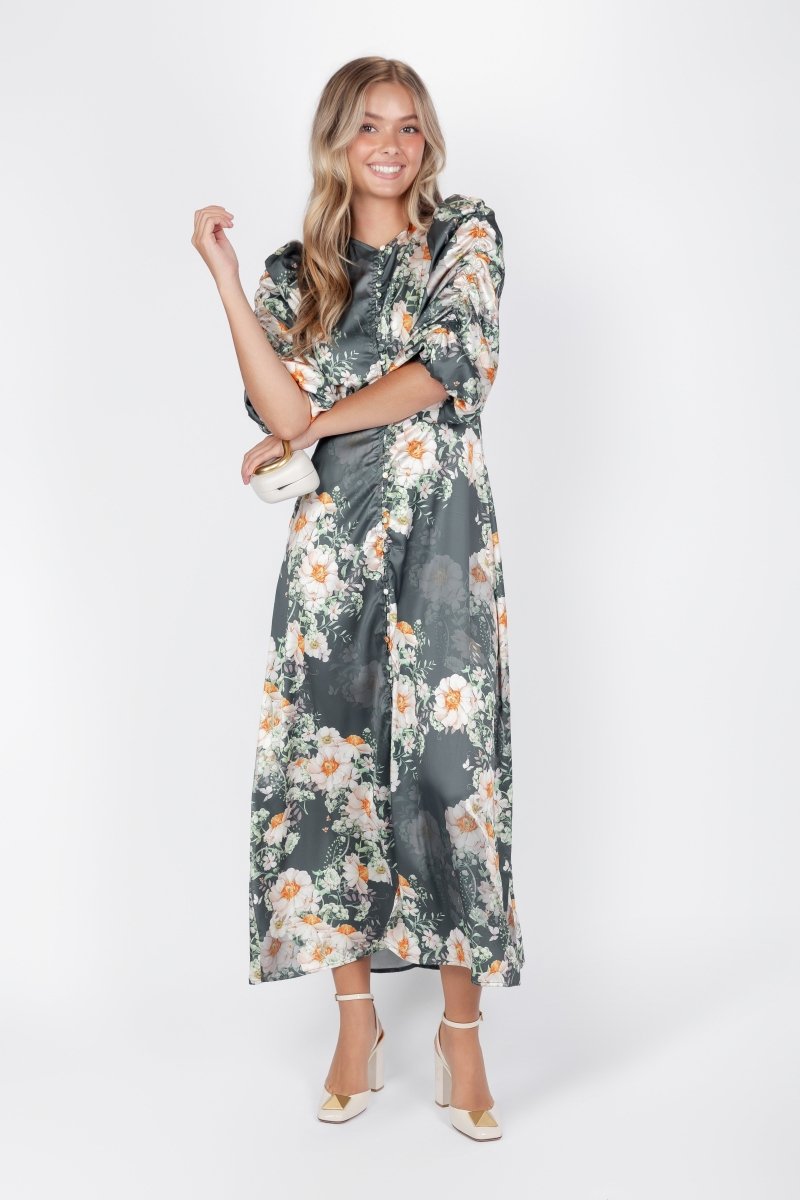 Patricia Dress (Green Pattern) - Dress - Yakira Bella