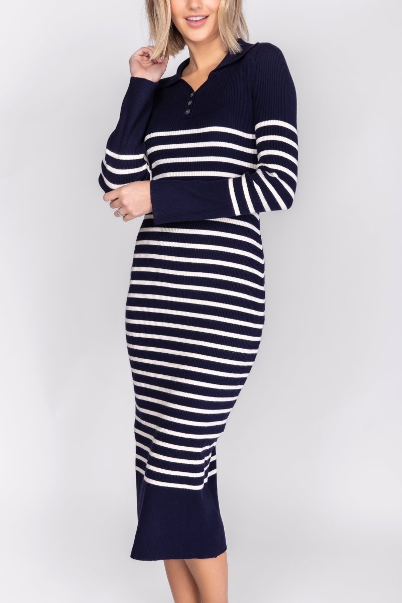 PHOENIX DRESS (NAVY STRIPE) - Dress - Yakira Bella