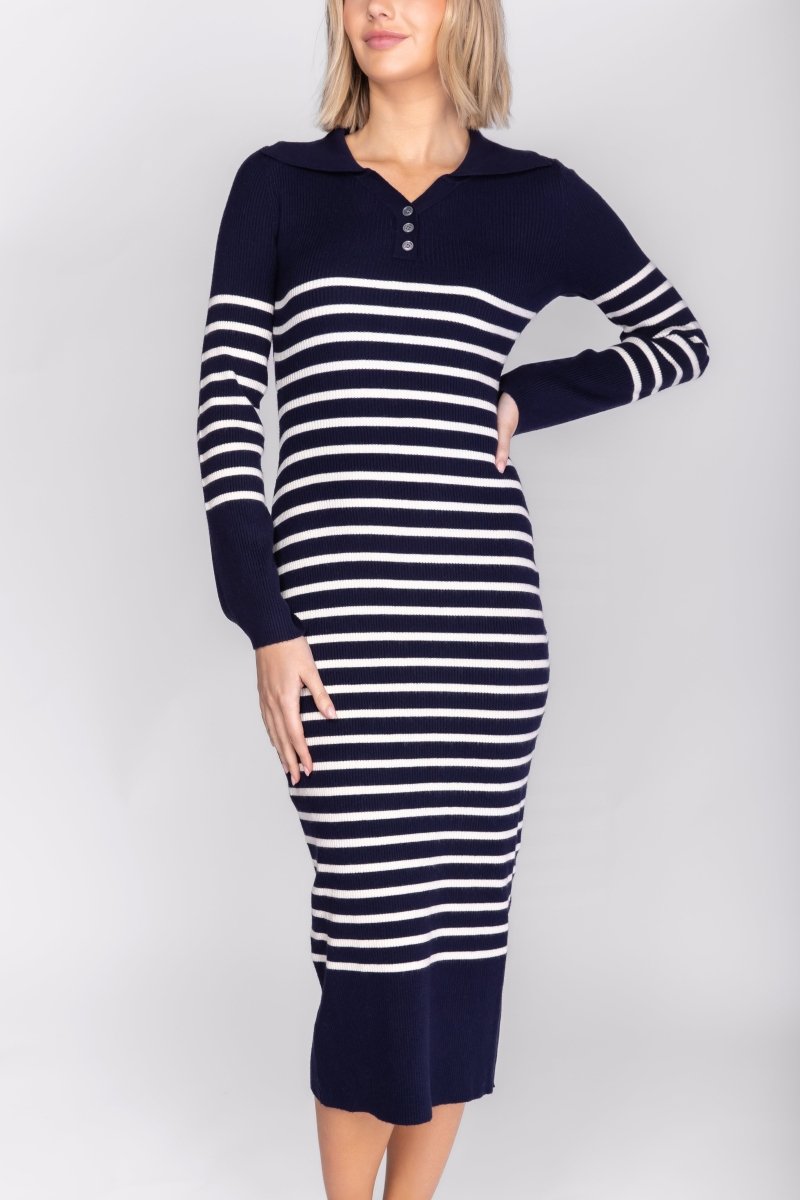 PHOENIX DRESS (NAVY STRIPE) - Dress - Yakira Bella