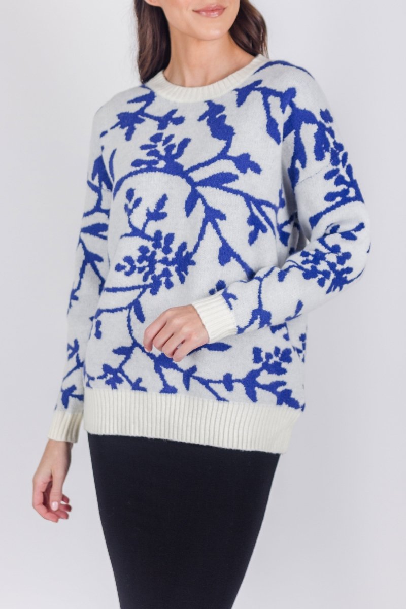 PULLOVER SWEATER (BLUE PATTERN) - Top - Yakira Bella