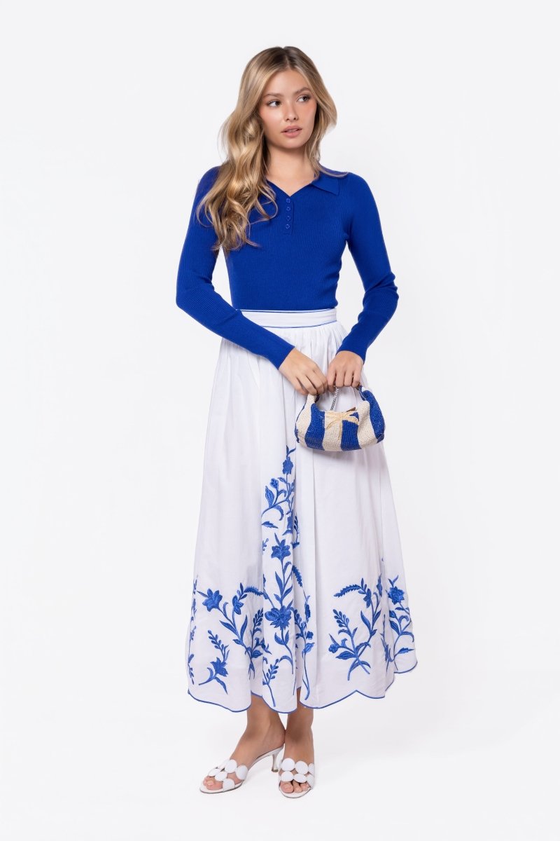 Raya Skirt (White/Blue) - Skirt - Yakira Bella
