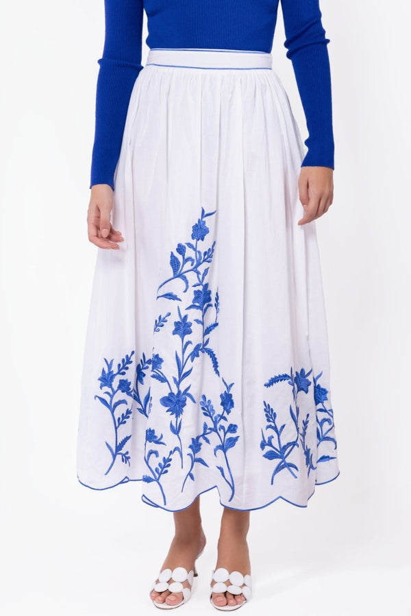 Raya Skirt (White/Blue) - Skirt - Yakira Bella