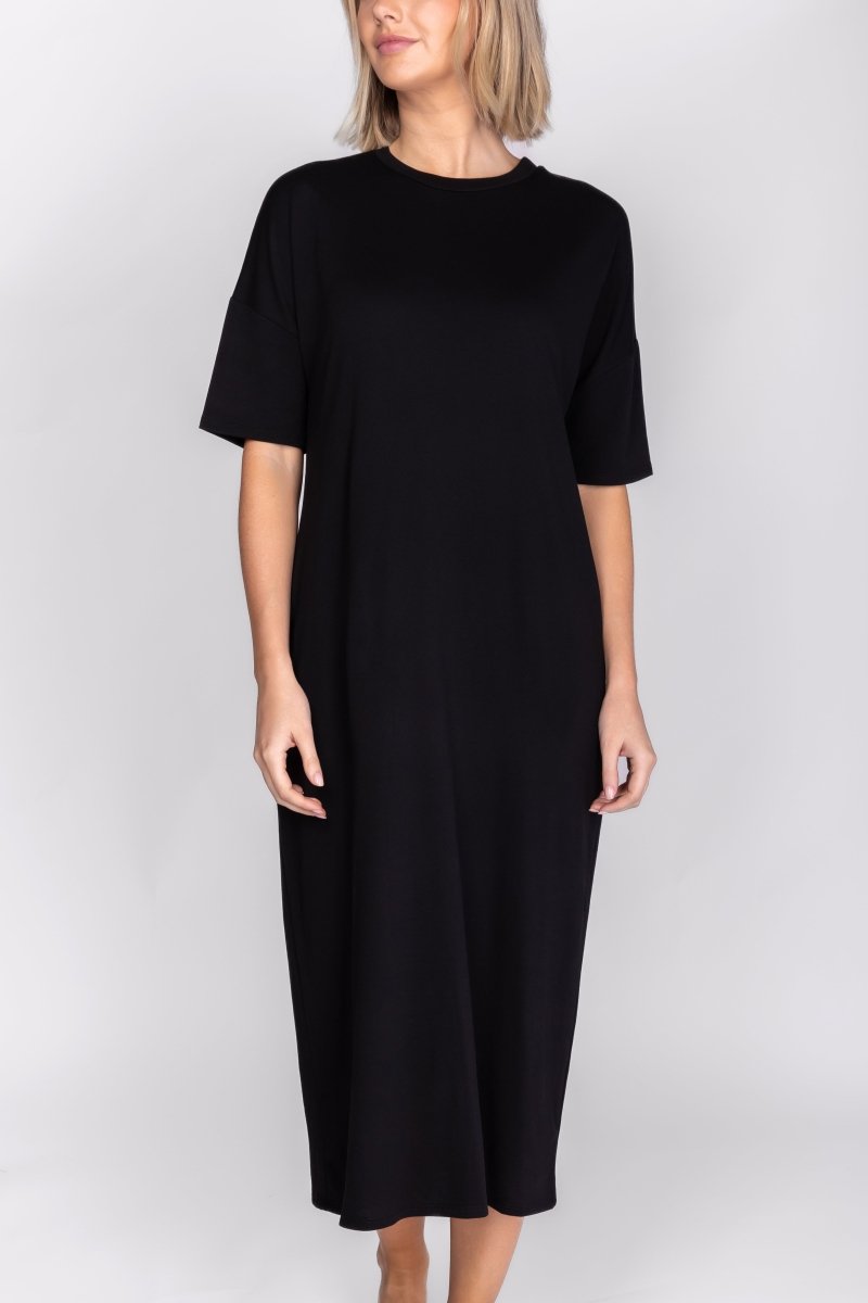 REESE DRESS SHORT SLEEVE 51" (BLACK) - Dress - Yakira Bella