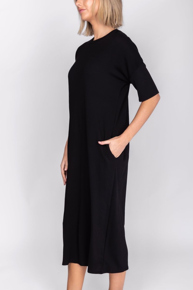 REESE DRESS SHORT SLEEVE 51" (BLACK) - Dress - Yakira Bella