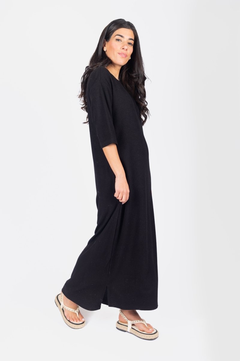 REESE DRESS SHORT SLEEVE 51" (BLACK) - Dress - Yakira Bella