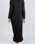 REESE DRESS WAFFLE LONG SLEEVE (BLACK) - Dress - Yakira Bella