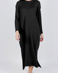 REESE DRESS WAFFLE LONG SLEEVE (BLACK) - Dress - Yakira Bella