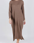 REESE DRESS WAFFLE Long Sleeve (BROWN) - Dress - Yakira Bella