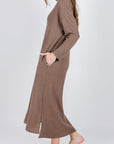 REESE DRESS WAFFLE Long Sleeve (BROWN) - Dress - Yakira Bella