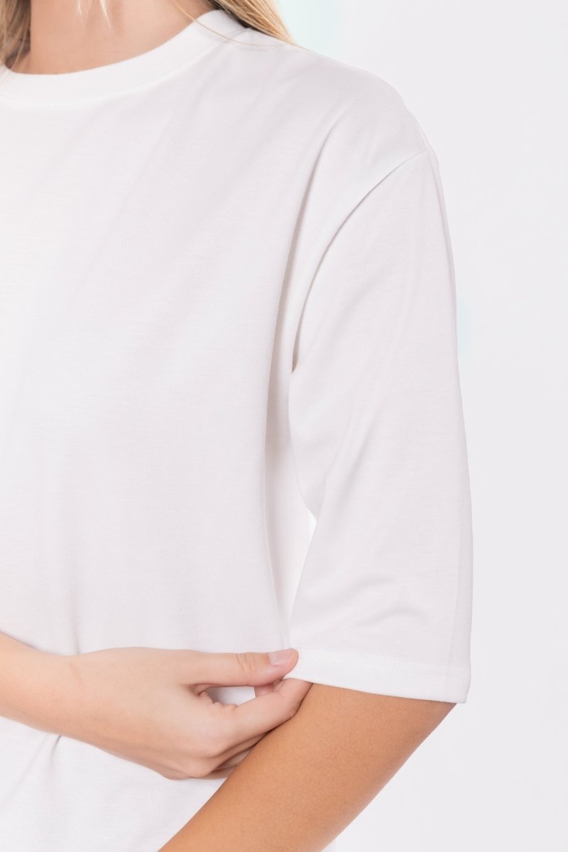 Remi Tee Plain (Powder White) - Top - Yakira Bella