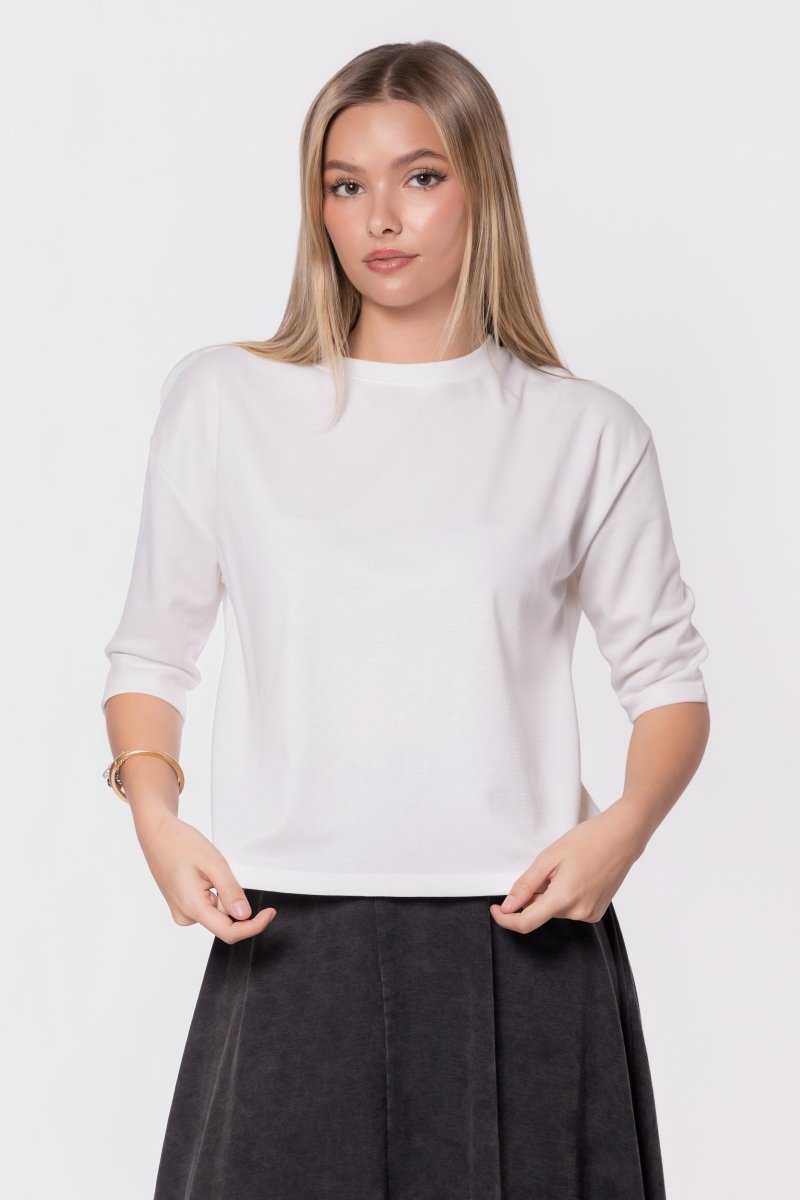 Remi Tee Plain (Powder White) - Top - Yakira Bella
