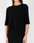 REMI TEE RIBBED (BLACK) - Top - Yakira Bella