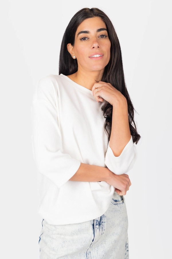 REMI TEE RIBBED (OFF WHITE) - Top - Yakira Bella