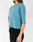 REMI TEE WAFFLE KNIT (BLUE) - Top - Yakira Bella