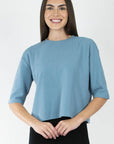 REMI TEE WAFFLE KNIT (BLUE) - Top - Yakira Bella