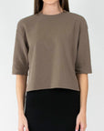 REMI TEE WAFFLE KNIT (BROWN) - Top - Yakira Bella