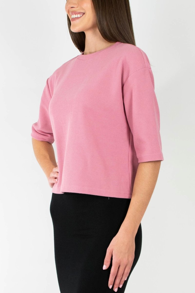 REMI TEE WAFFLE KNIT (PINK BLUSH) - Top - Yakira Bella