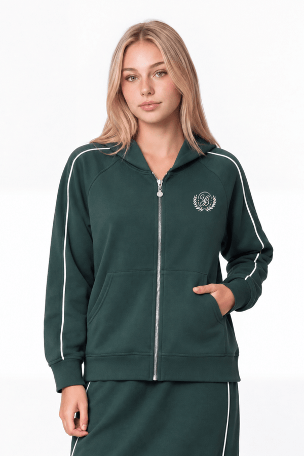 Rio Full-Zip Hoodie (Dark Green) - Top - Yakira Bella