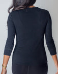 ROMI TEE 3/4 SLEEVE (BLACK) - Top - Yakira Bella