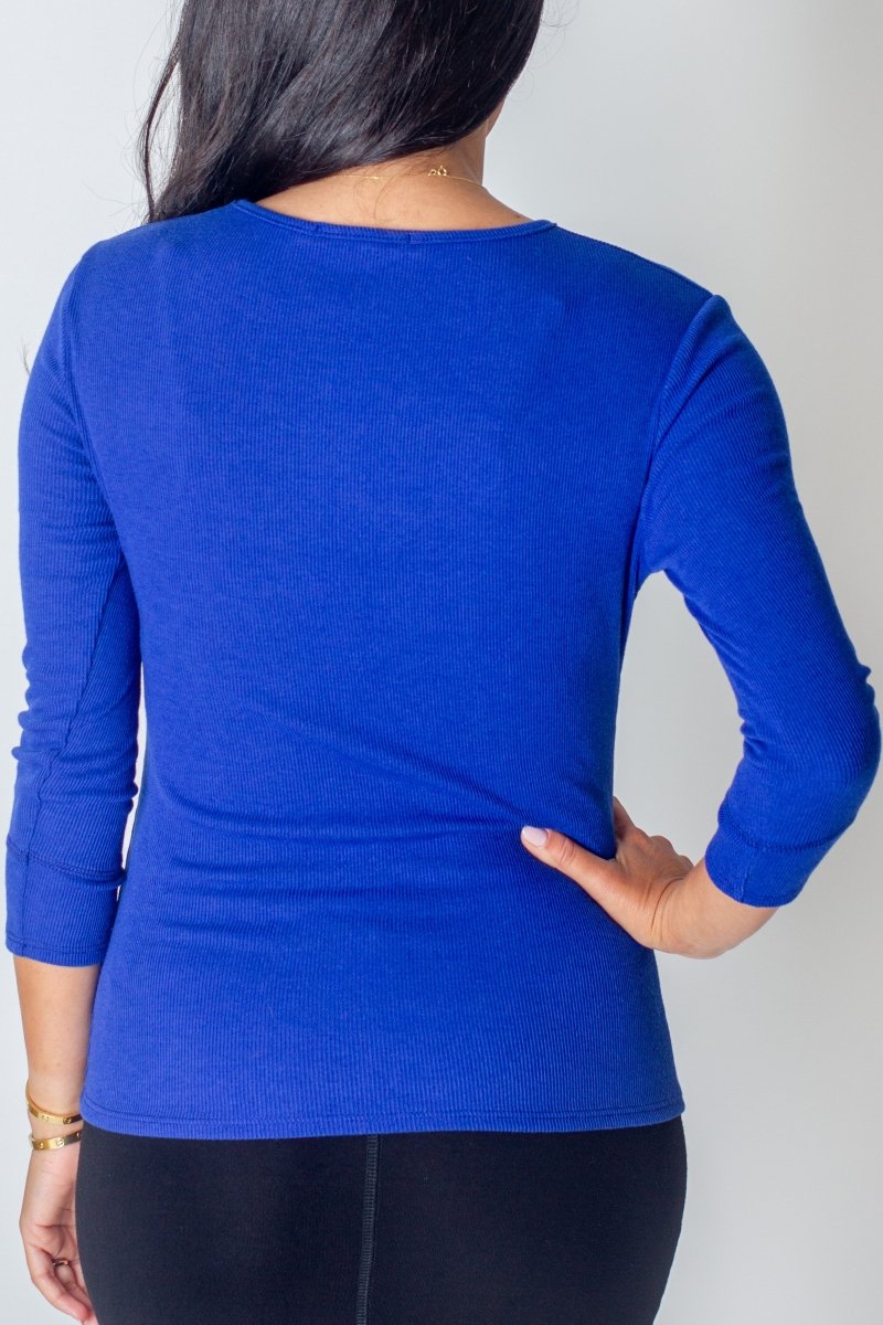 ROMI TEE 3/4 SLEEVE (BLUE) - Top - Yakira Bella