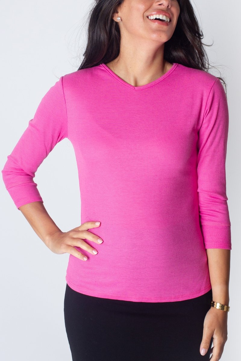 ROMI TEE 3/4 SLEEVE (PINK) - Top - Yakira Bella