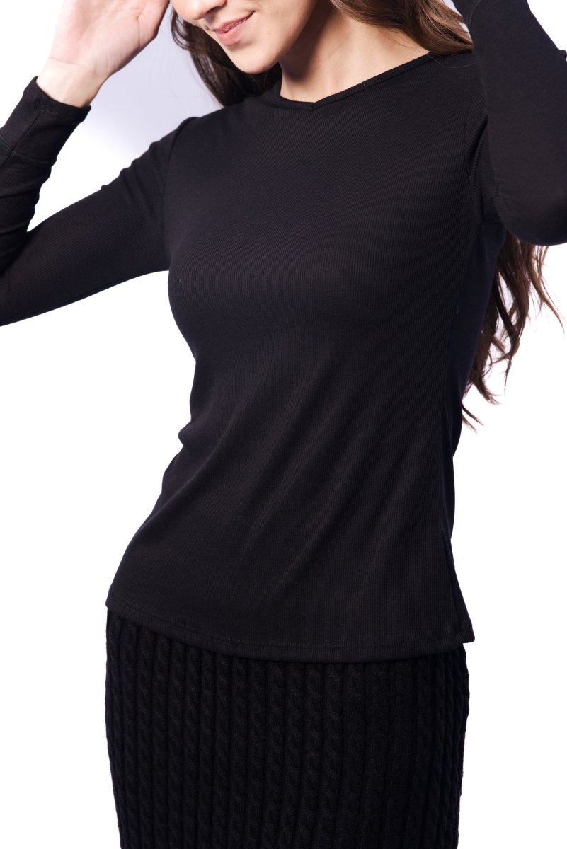 ROMI TOP LONG SLEEVE (BLACK) - Top - Yakira Bella