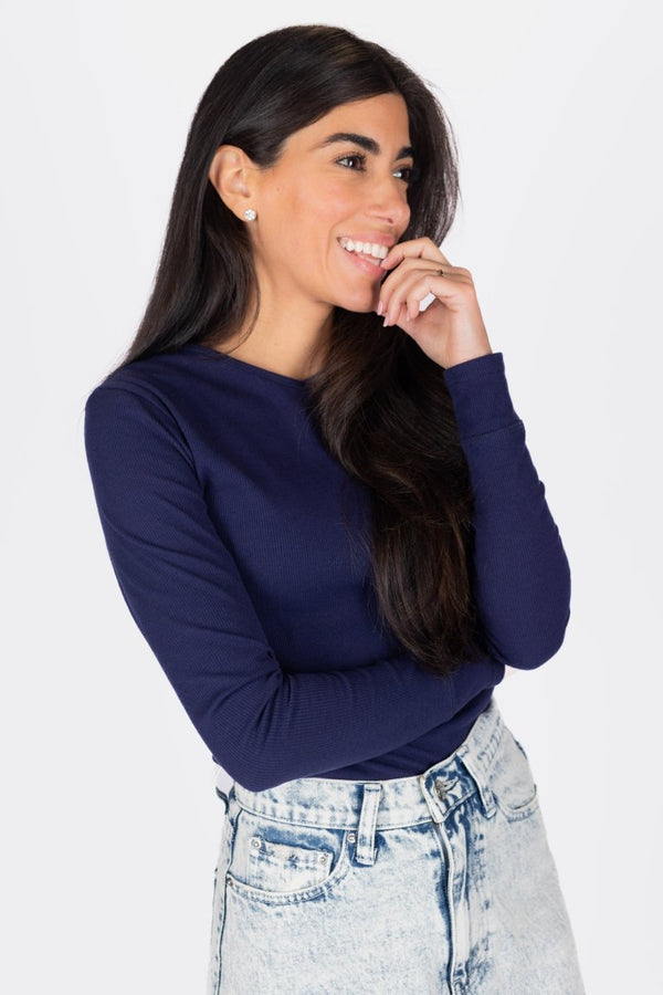 ROMI TOP LONG SLEEVE (NAVY) - Top - Yakira Bella