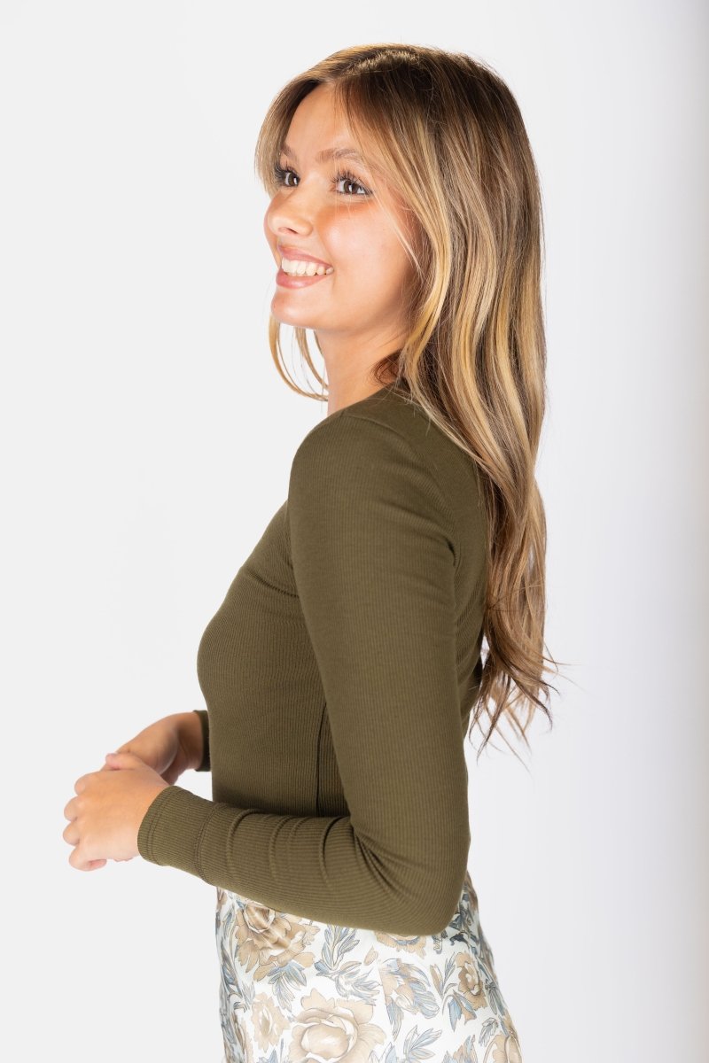 Romi top Long Sleeve (Olive) - Top - Yakira Bella