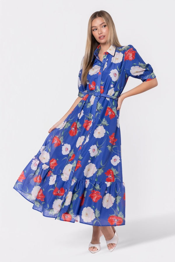 Rosalie Dress (Blue Flower) - Dress - Yakira Bella